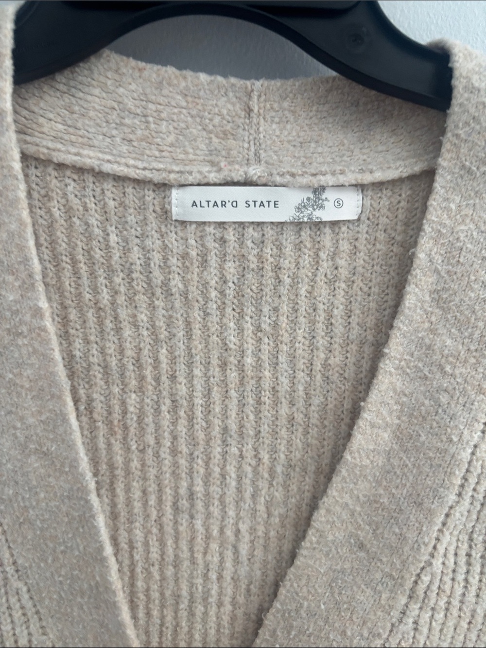 Altar'd State Cream Ribbed V-Neck Button Cardigan - Picture 3 of 6